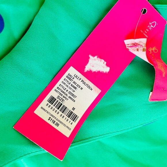 Lilly Pulitzer Rori Halter Top Botanical Green Hotter Spot Polka Dot Sz M - Picture 6 of 6